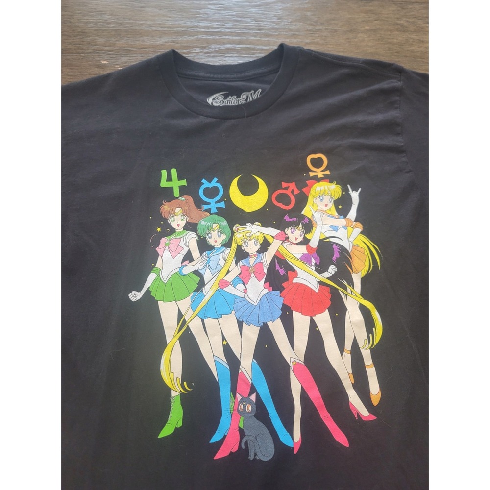 Rare 00S Sailor Moon Medium Tshirt Black Anime T Vintage T-Shirt